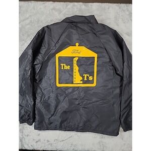 Ford Model T Car Club Jacket Mens Medium Embroidered Snap Fleece Lined‎ Black